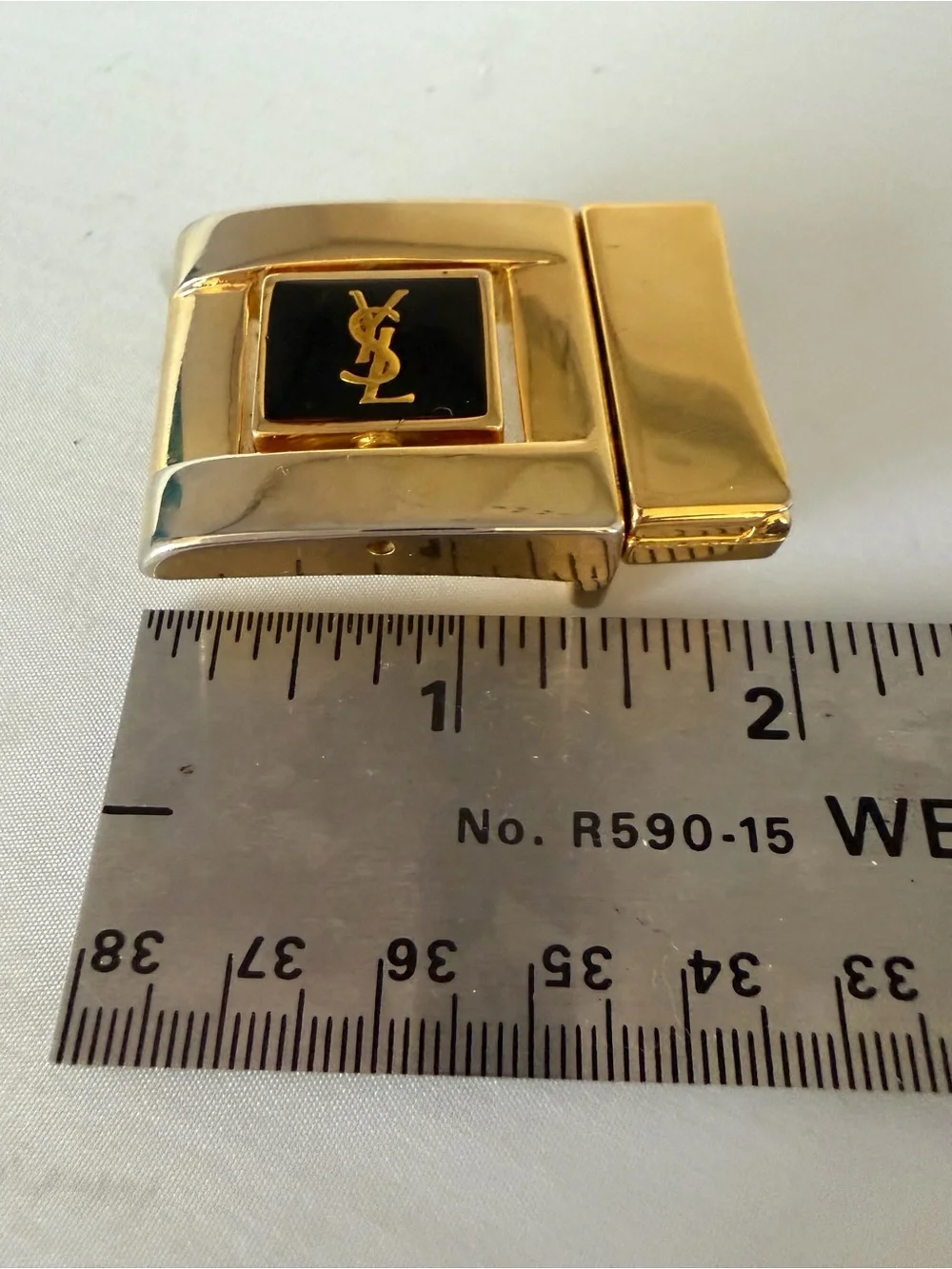 Yves Saint Laurent Belt Buckle Two Tone Replacement For Reversible 1” Belt Italy